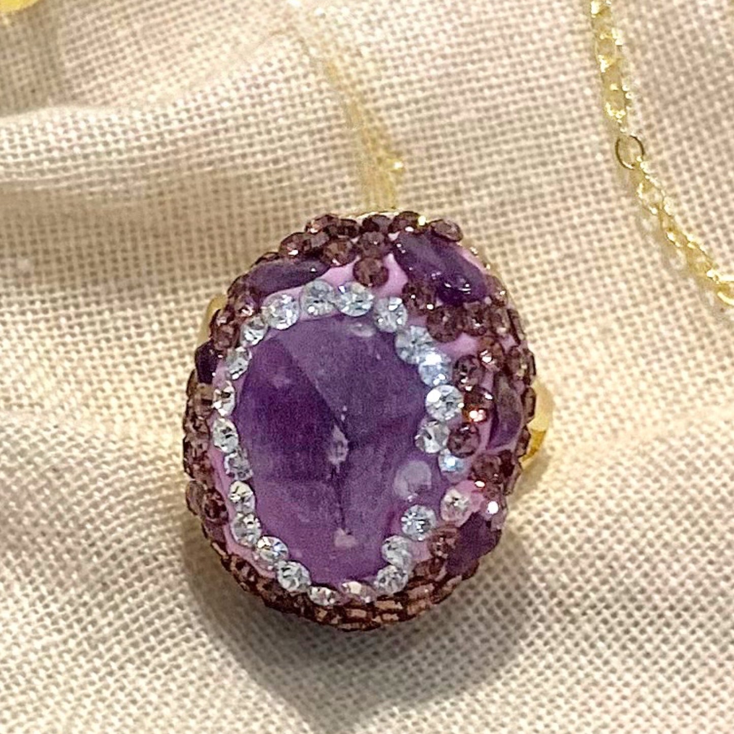 ISANA DRUSA AMETHYST - Set in AMETISTA NATURALE e metallo ottone galvanizzato e rodiato oro