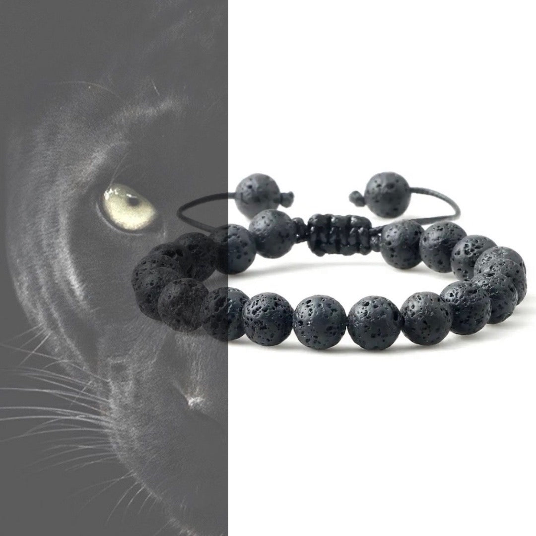 REIJI AGATA NERA ~ IN PIETRE DURE NATURALI~Bracciale mala Agata Nera