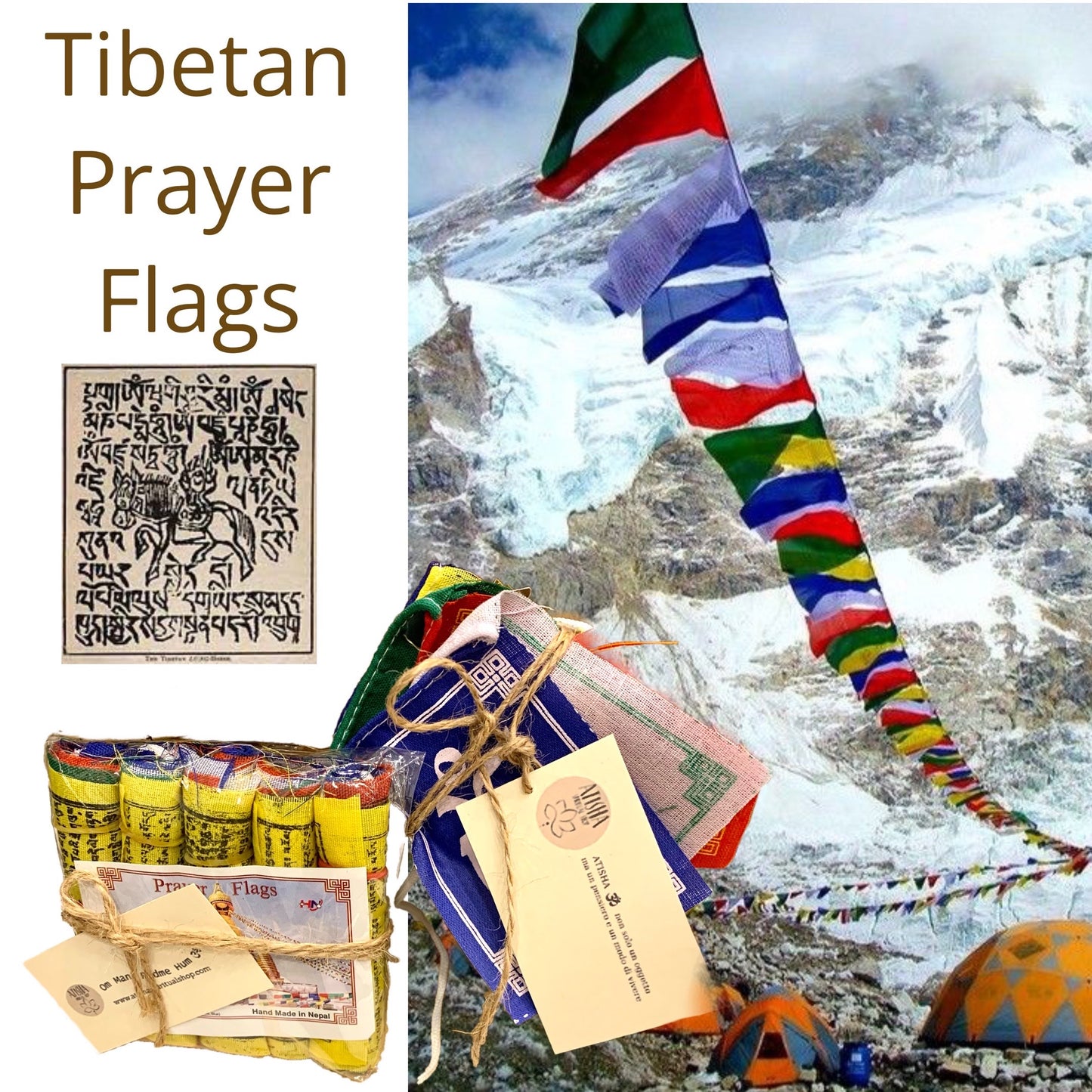 TIBETAN PRAYER FLAG ~ bandierine Tibetane formato mini