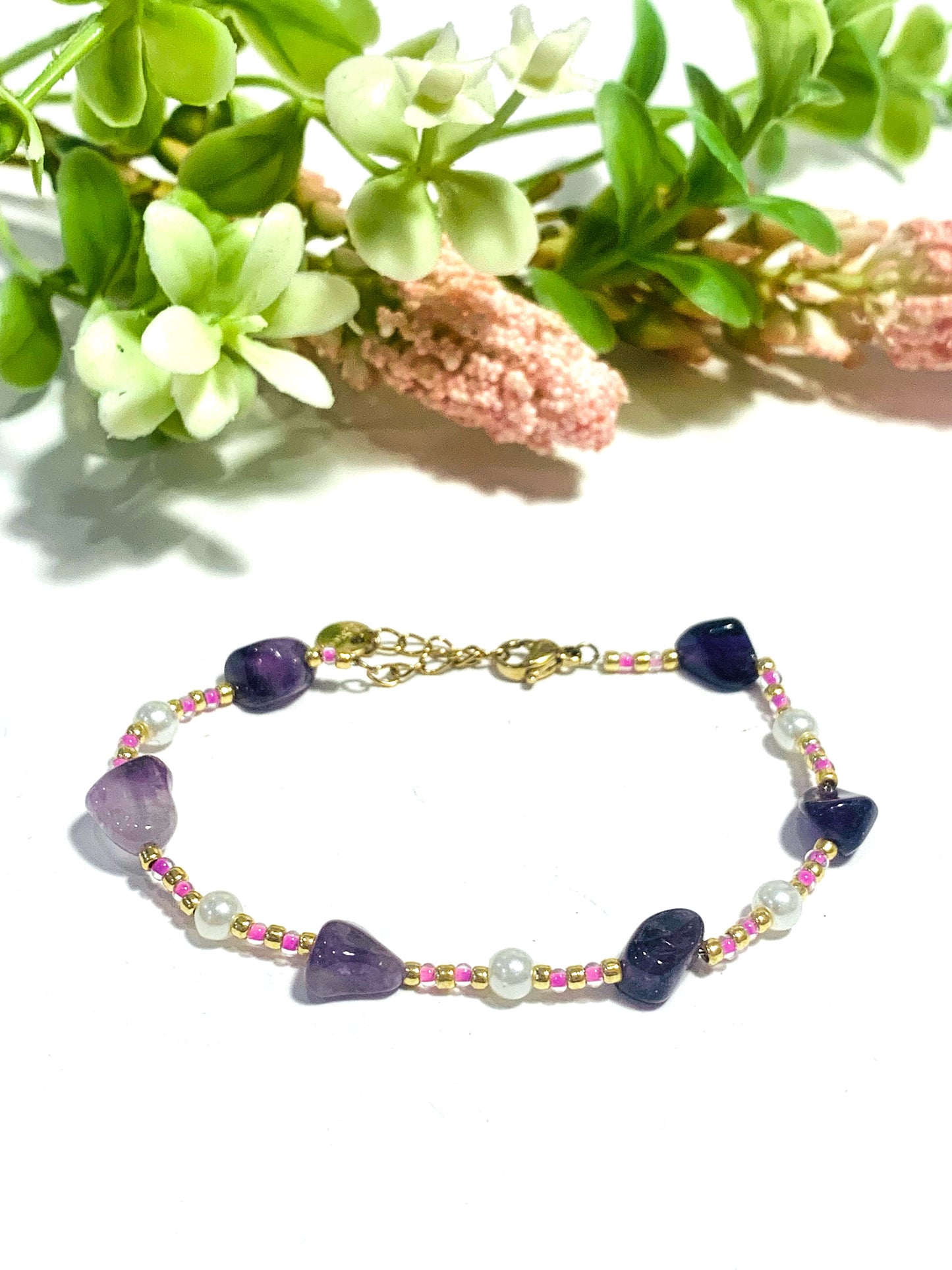 TIKA bracciale in acciaio con pietre dure naturali
