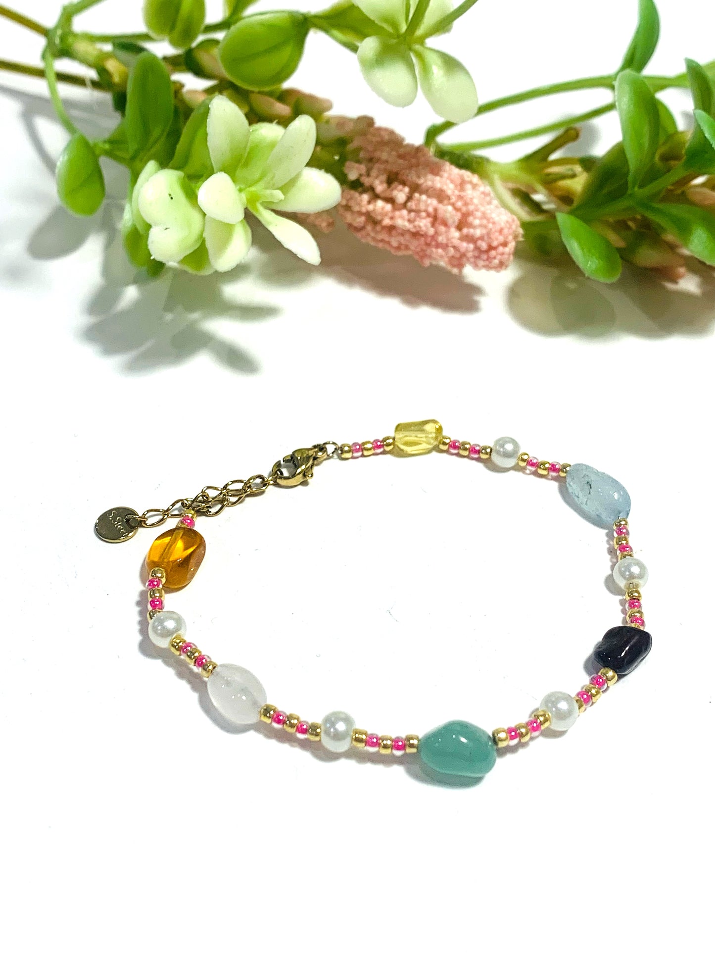 TIKA bracciale in acciaio con pietre dure naturali