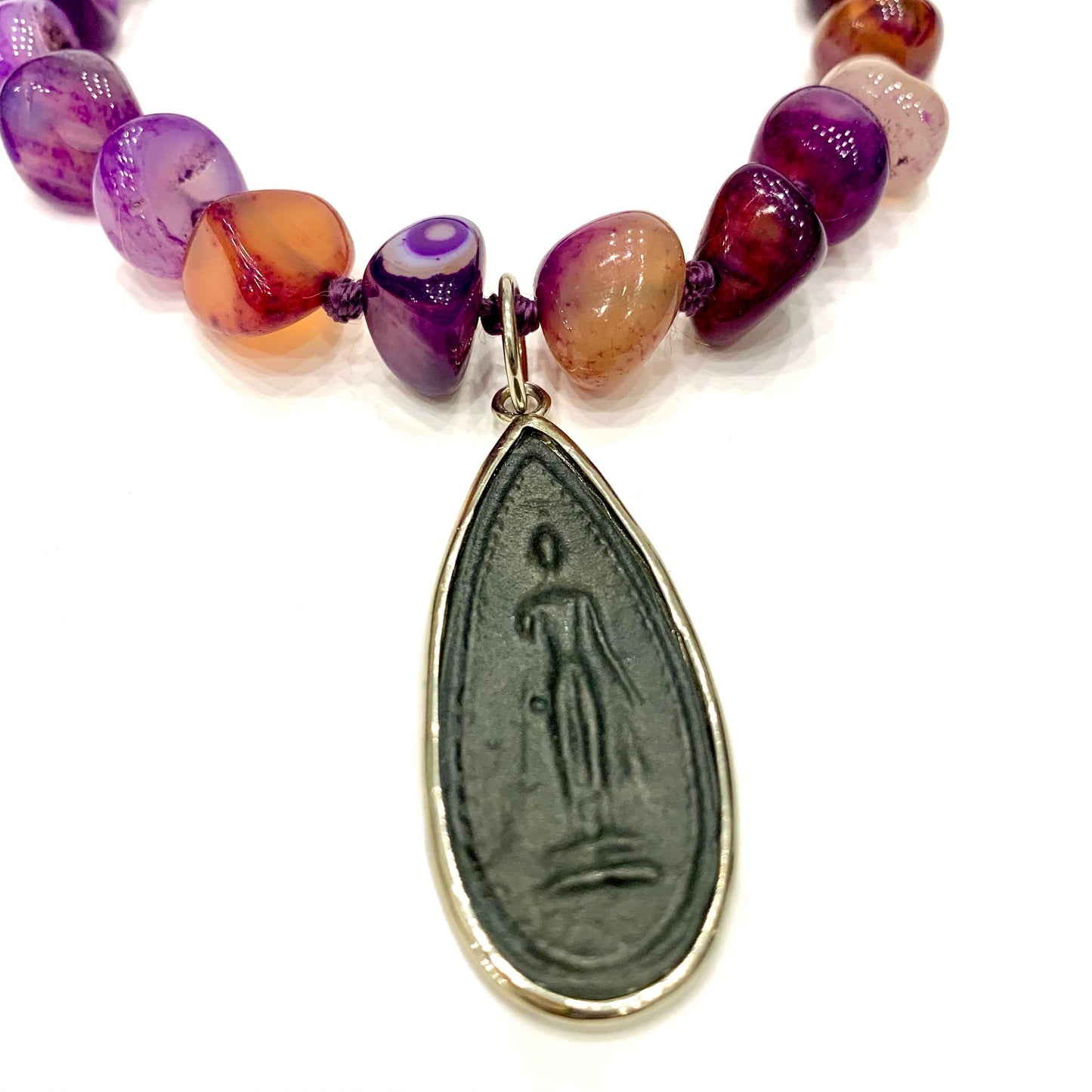 ARYA MULTICOLOR PIETRA ~ 7 CHAKRA ~ COLLANA IN PIETRE DURE NATURALI con ciondolo BUDDHA miniatura