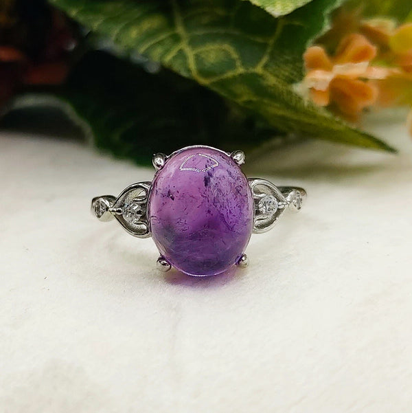 SAMATHA ~ Anello regolabile in Ametista naturale