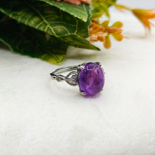 SAMATHA ~ Anello regolabile in Ametista naturale