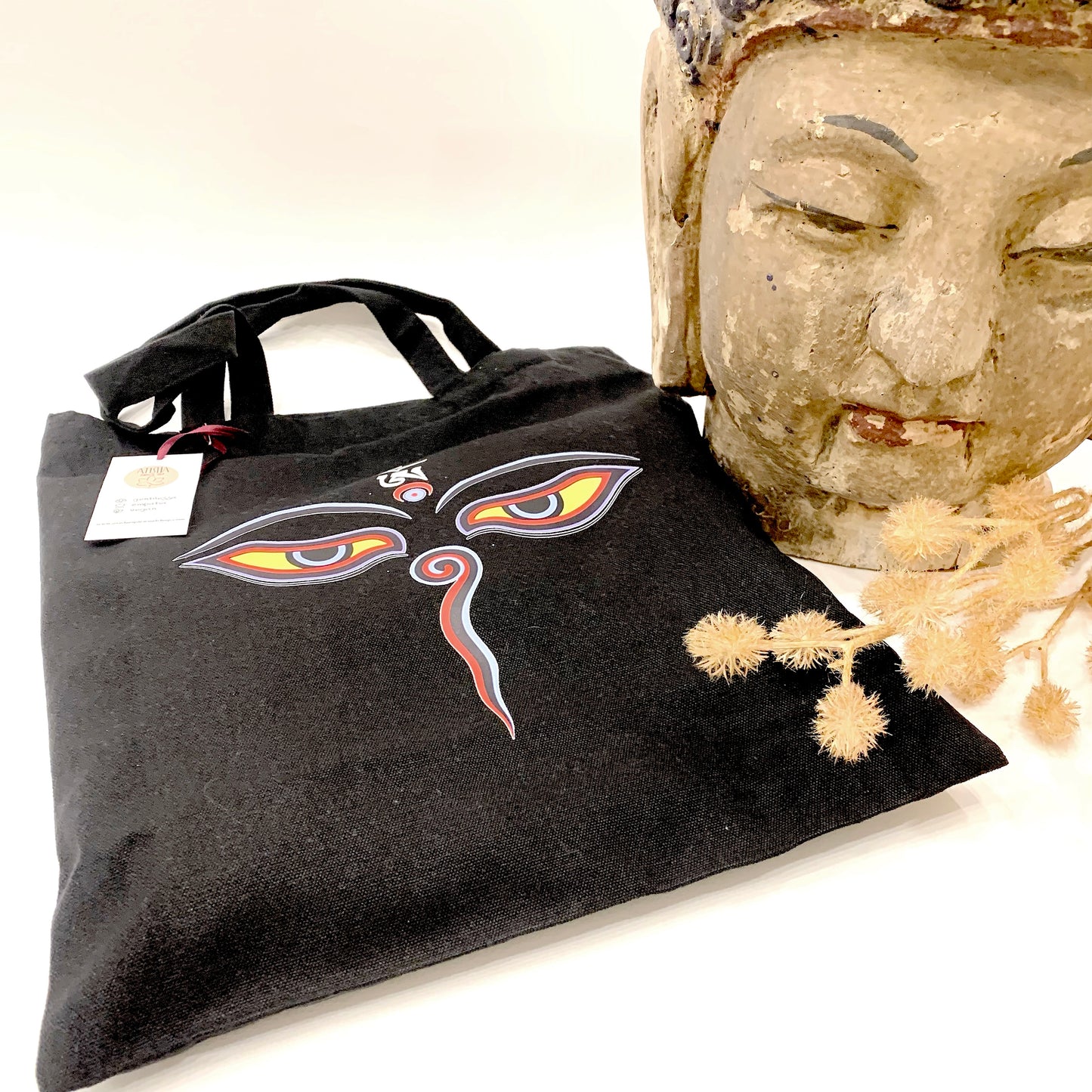 BUDDHA'S EYES~ BORSA SHOPPING NEPALESE IN TESSUTO ~
