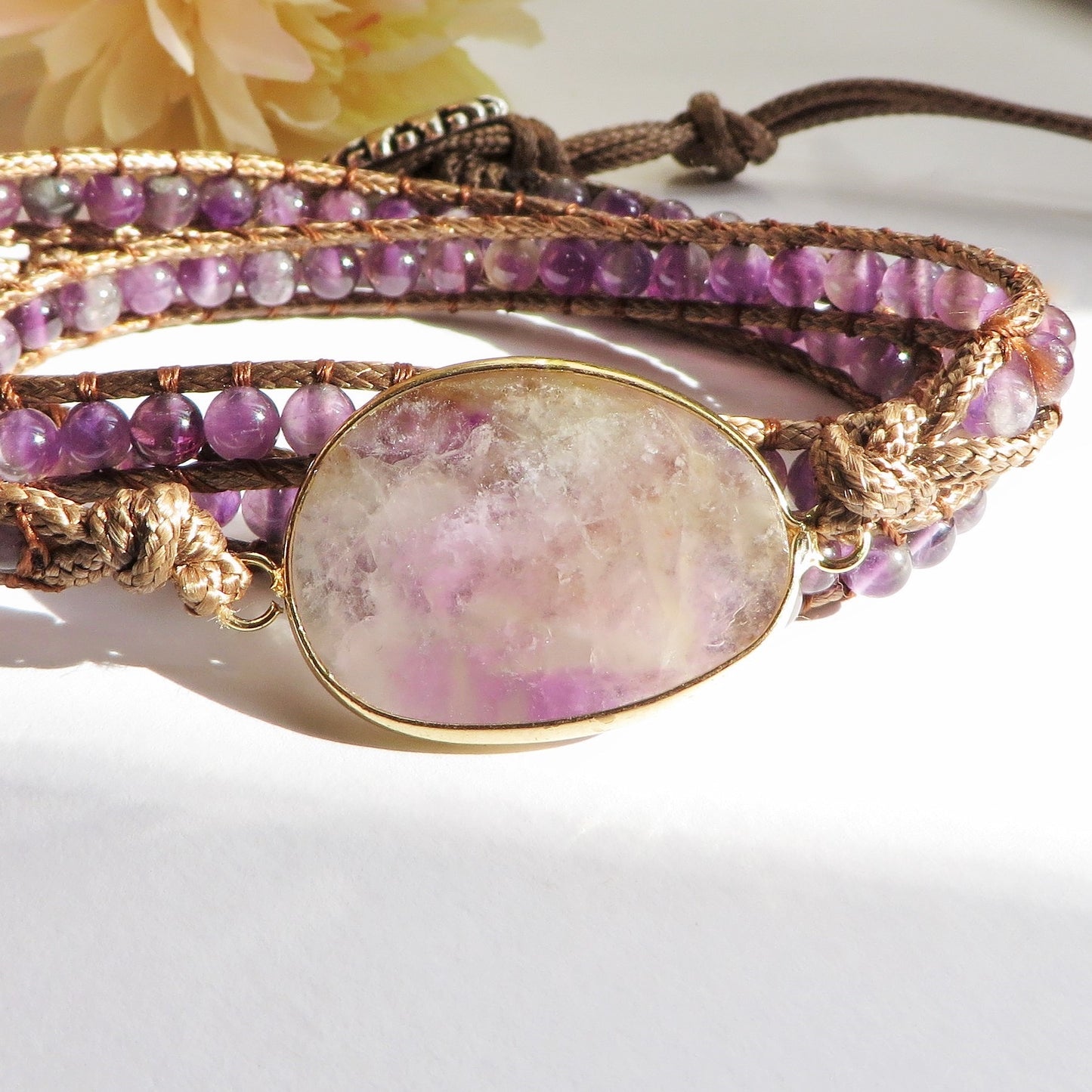 ŚAKTI ~ PURE ENERGY AMETISTA ~ bracciale avvolgente triplo giro in pietre naturali ~