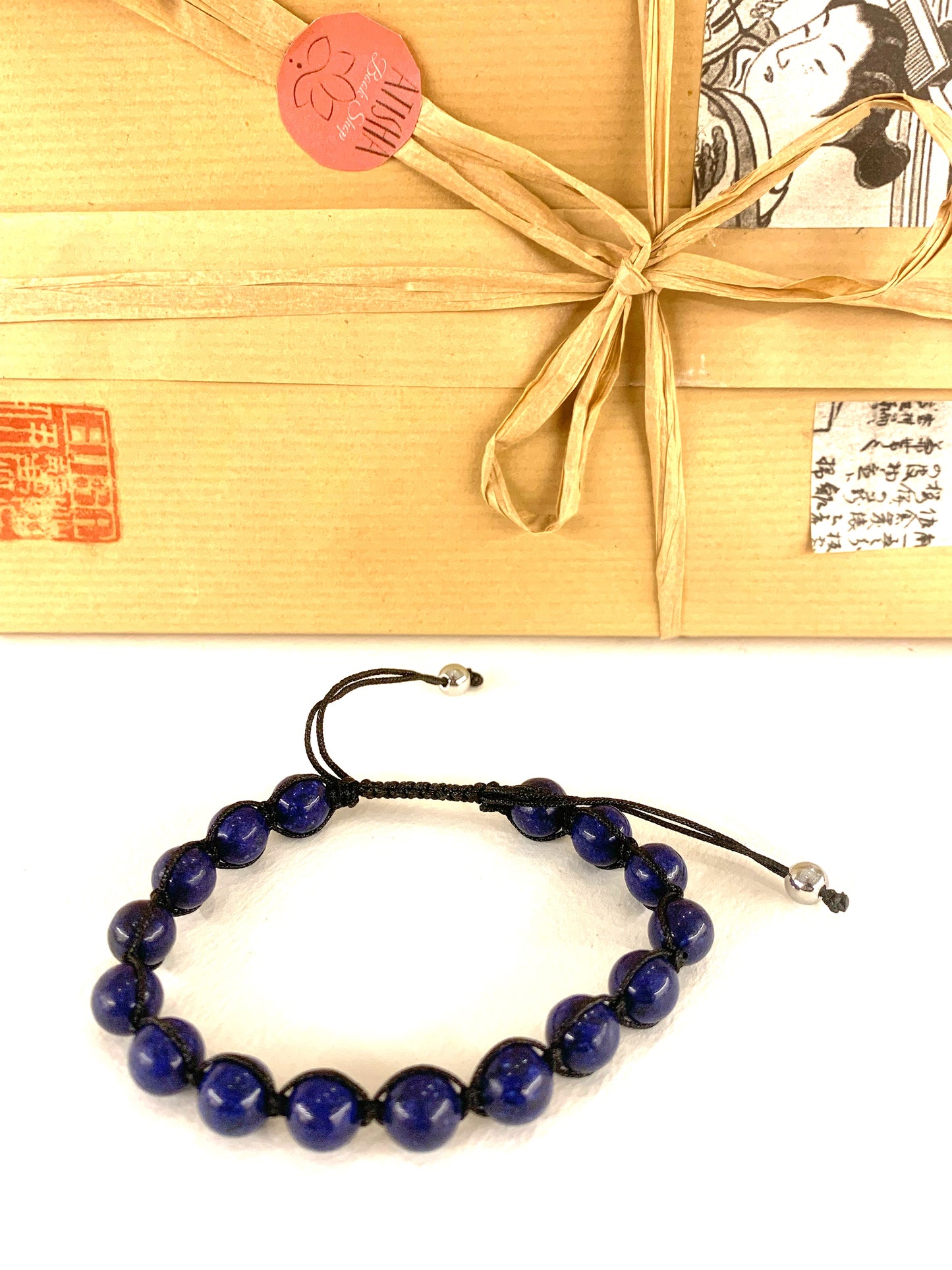 KAMALASHILA ~ Bracciale mala in pietre dure naturali, su cordino e acciaio 316L