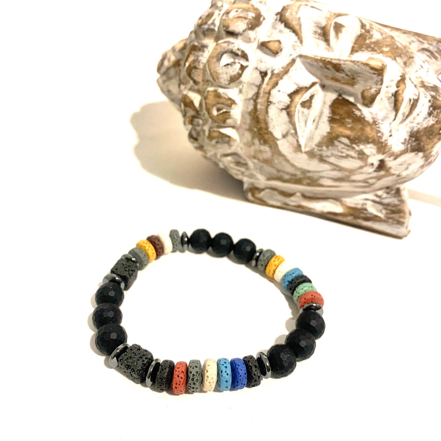 MERAKI ~ bracciale in pietra dura naturale e legno di cocco