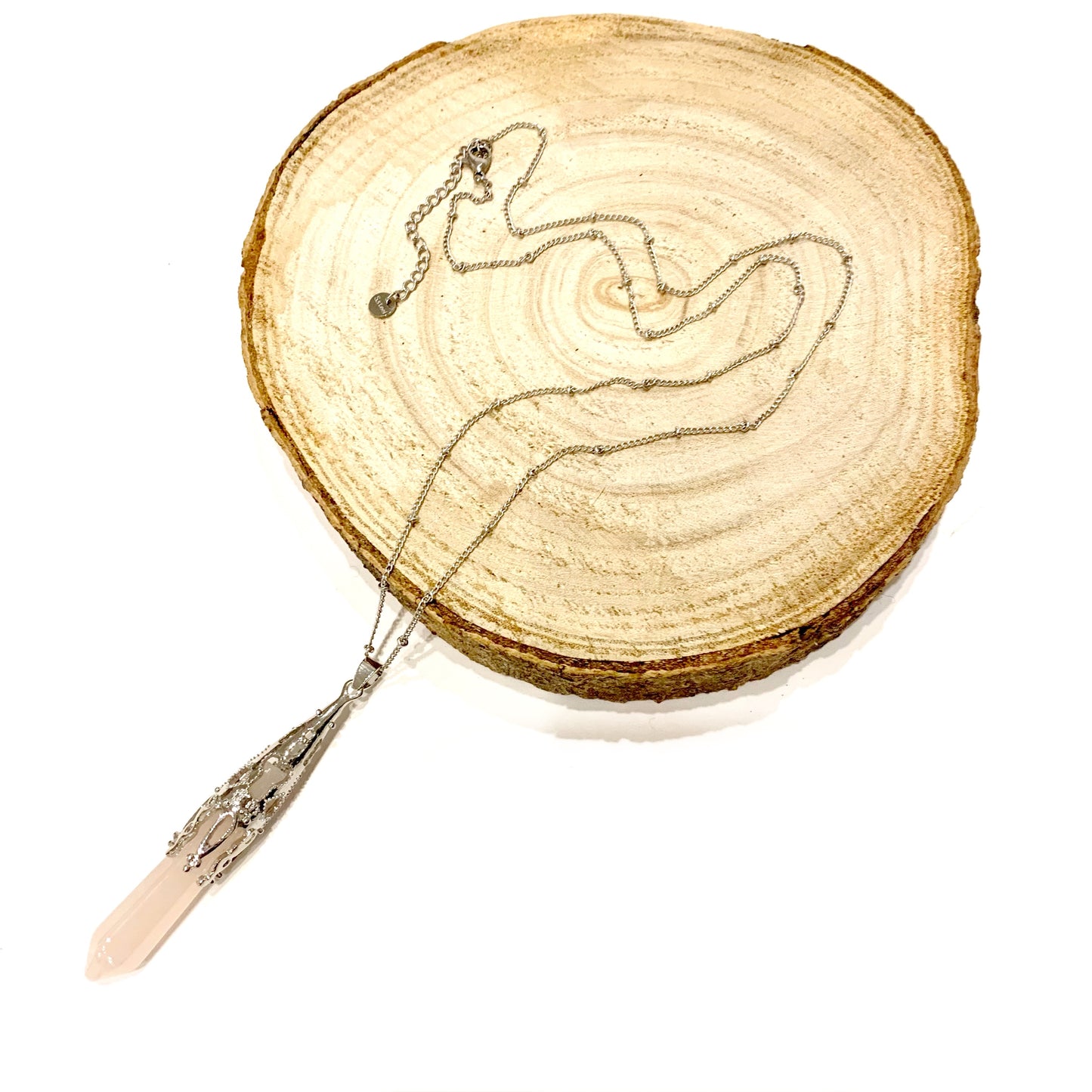 MUDRA~ COLLANA IN ACCIAIO CON CIONDOLO IN PIETRA DURA NATURALE