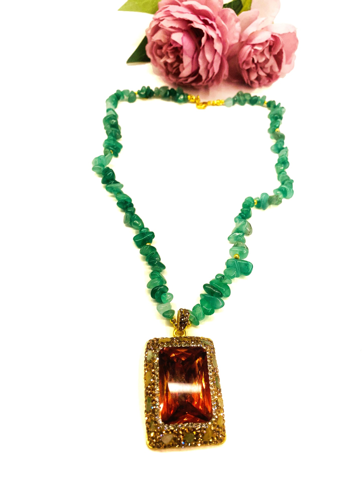 HEART CHIPS COLLANA ~ QUARZO NATURALE