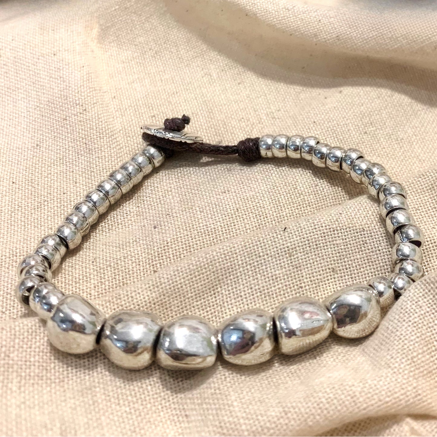 BREATHE ZEN BRACCIALE in cuoietto e metallo color argento