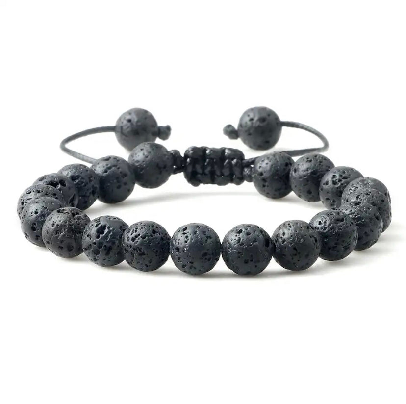 REIJI AGATA NERA ~ IN PIETRE DURE NATURALI~Bracciale mala Agata Nera