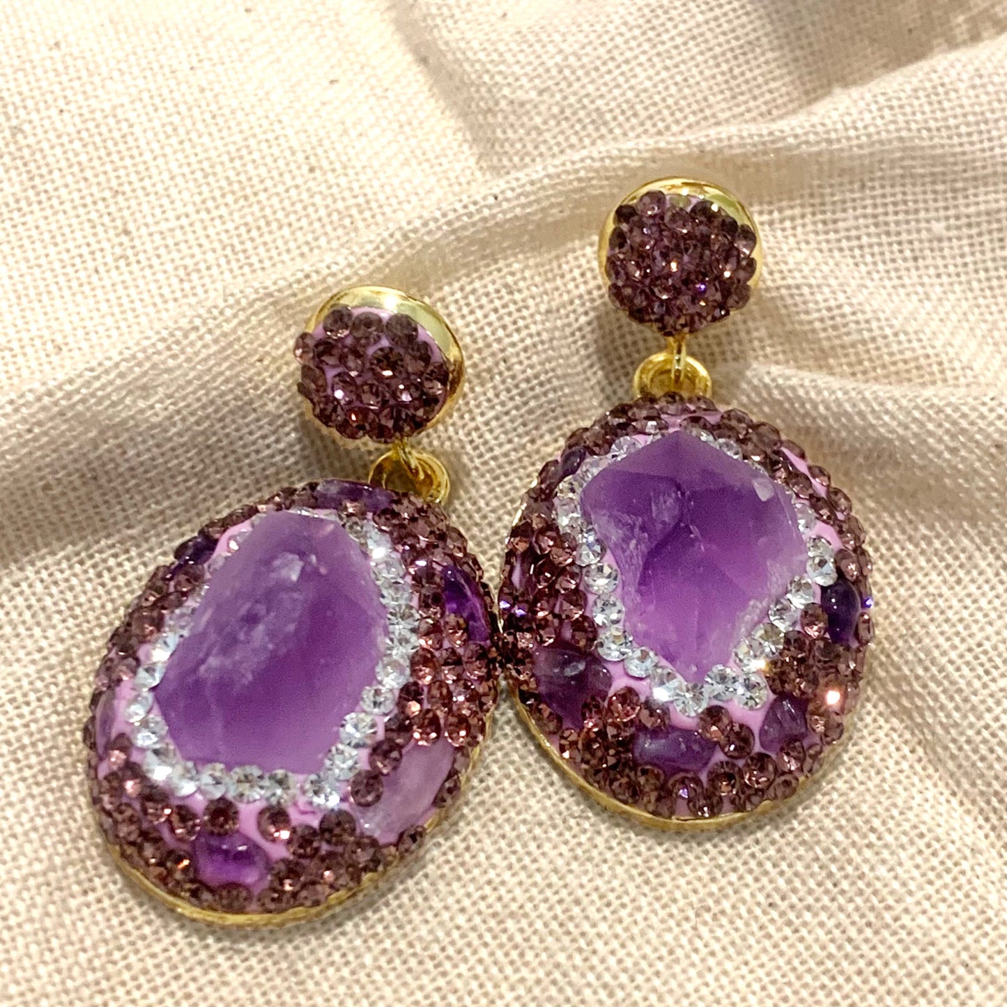 ISANA DRUSA ORECCHINI AMETHYST - Orecchini in AMETISTA e metallo ottone galvanizzato e rodiato oro