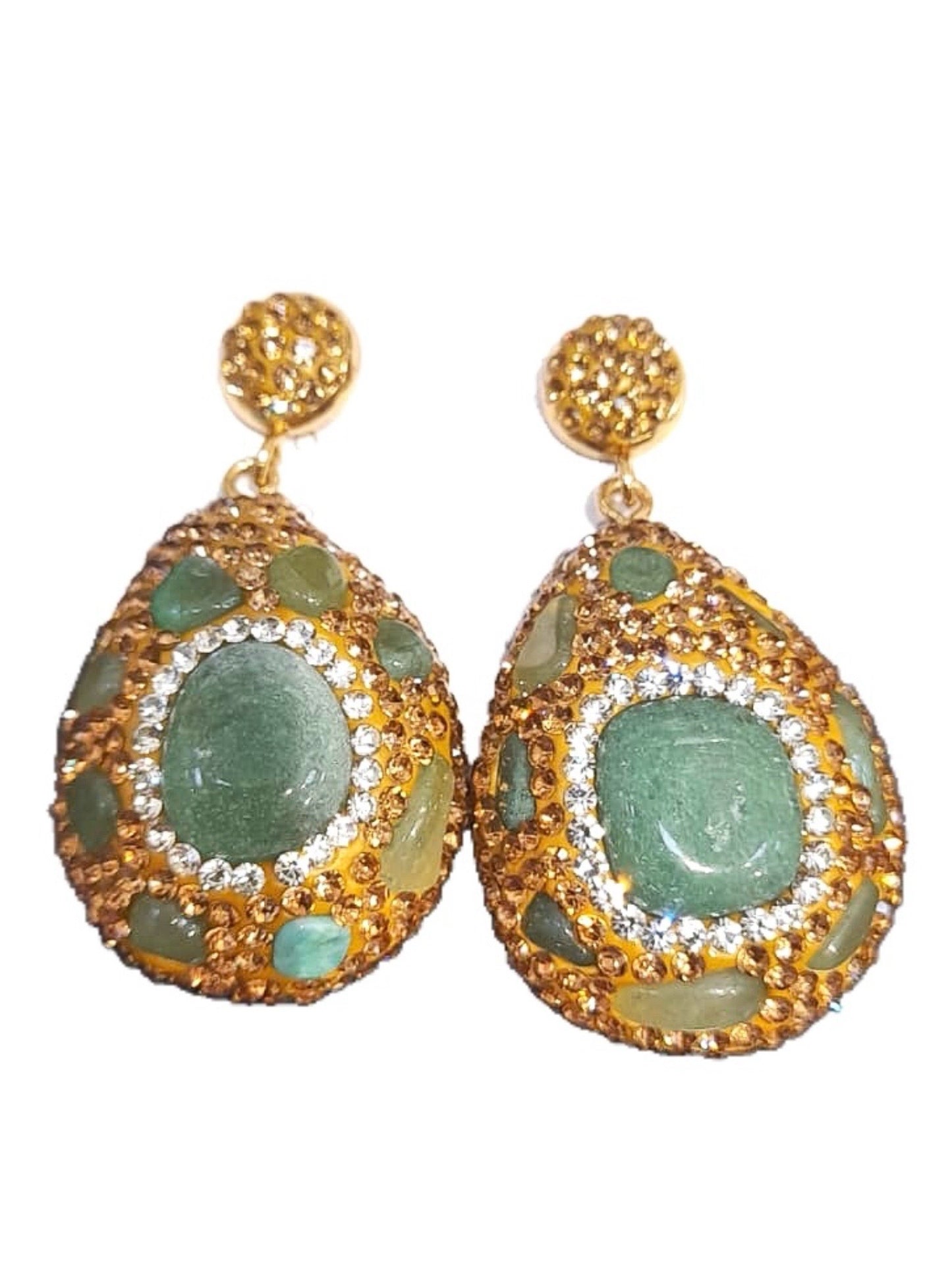 ISANA AMETISTA - ORECCHÌNI PIETRA DURA NATURALE e metallo ottone galvanizzato e rodiato oro