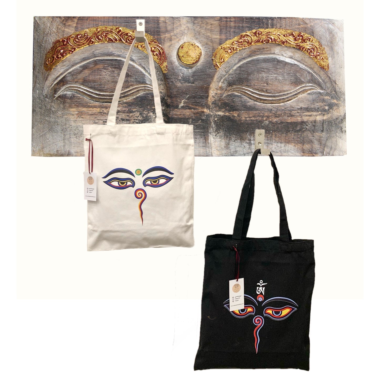 BUDDHA'S EYES~ BORSA SHOPPING NEPALESE IN TESSUTO ~