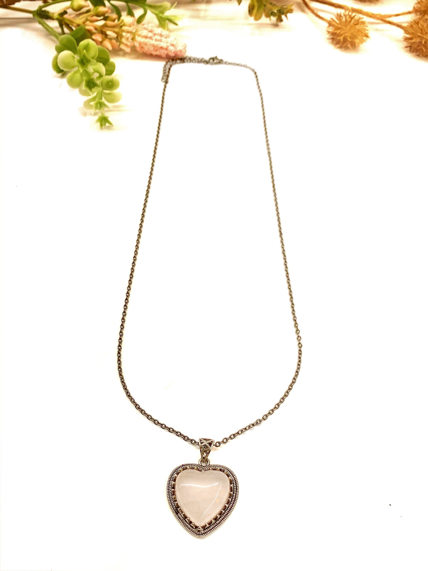 HEART VINTAGE ~ Collana con cuore pendente in pietra dura naturale ~ acciaio 316L ~