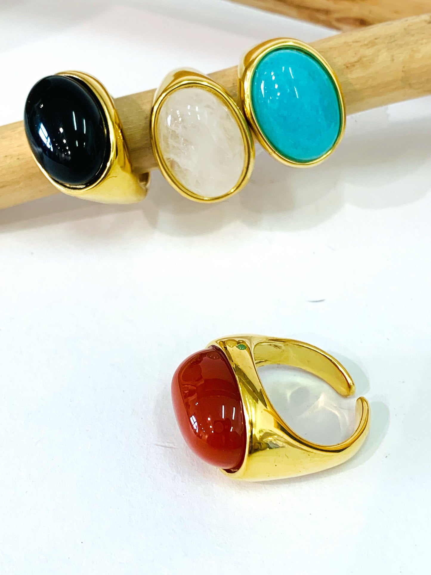 CABOCHON ~ ANELLO IN PIETRA DURA NATURALE e ACCIAIO 316L