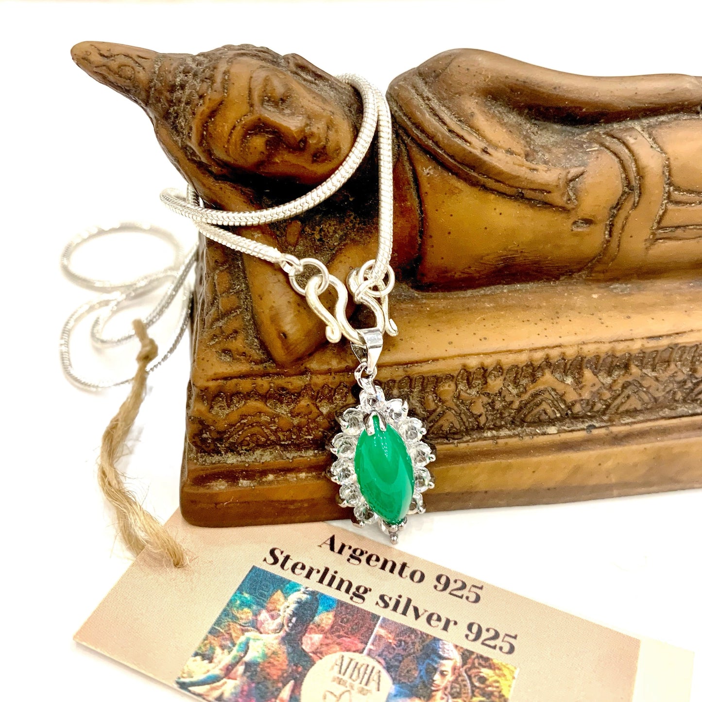 ELEPHANT THAI COLLANA ETNICA THAI CON CIONDOLO ELEFANTE IN ARGENTO STERLING 925