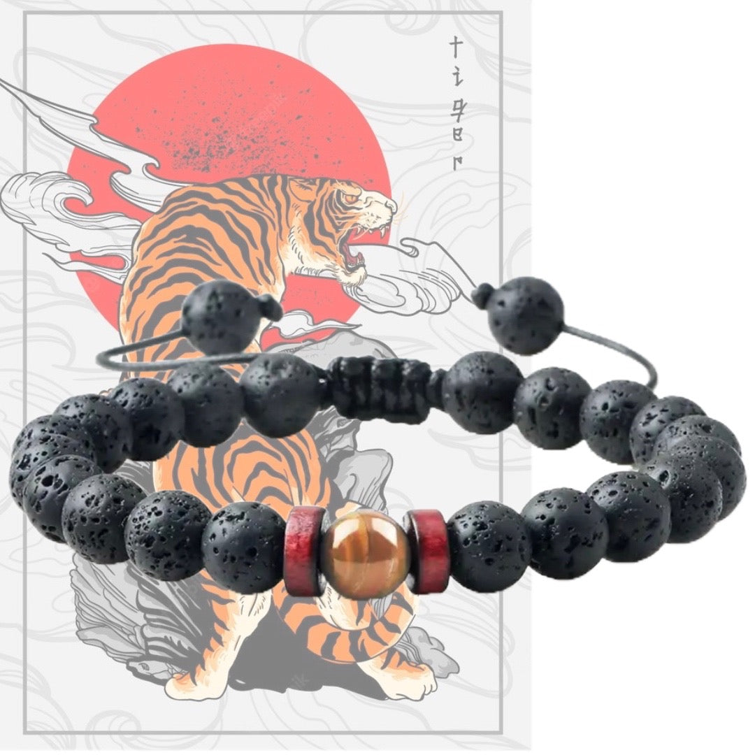 REIJI AGATA NERA ~ IN PIETRE DURE NATURALI~Bracciale mala Agata Nera