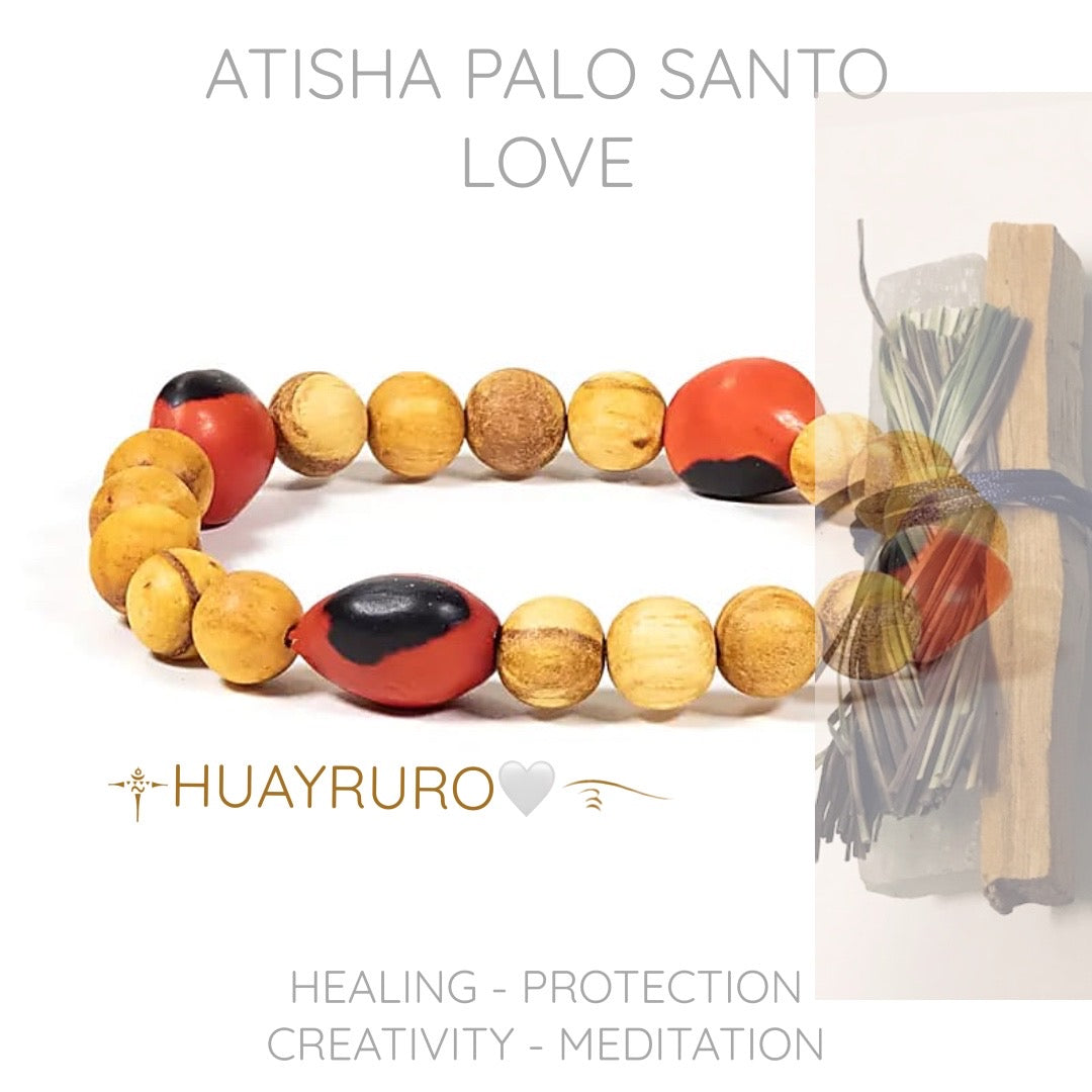 HUAYRURO Bracciale elasticizzato-PALO SANTO LOVE