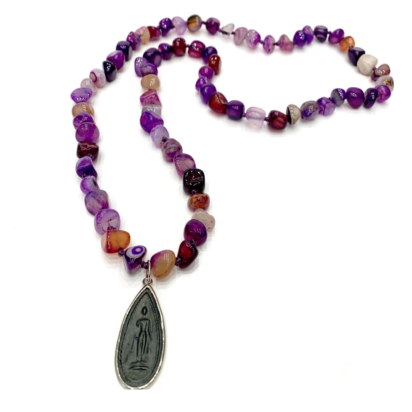 ARYA MULTICOLOR PIETRA ~ 7 CHAKRA ~ COLLANA IN PIETRE DURE NATURALI con ciondolo BUDDHA miniatura