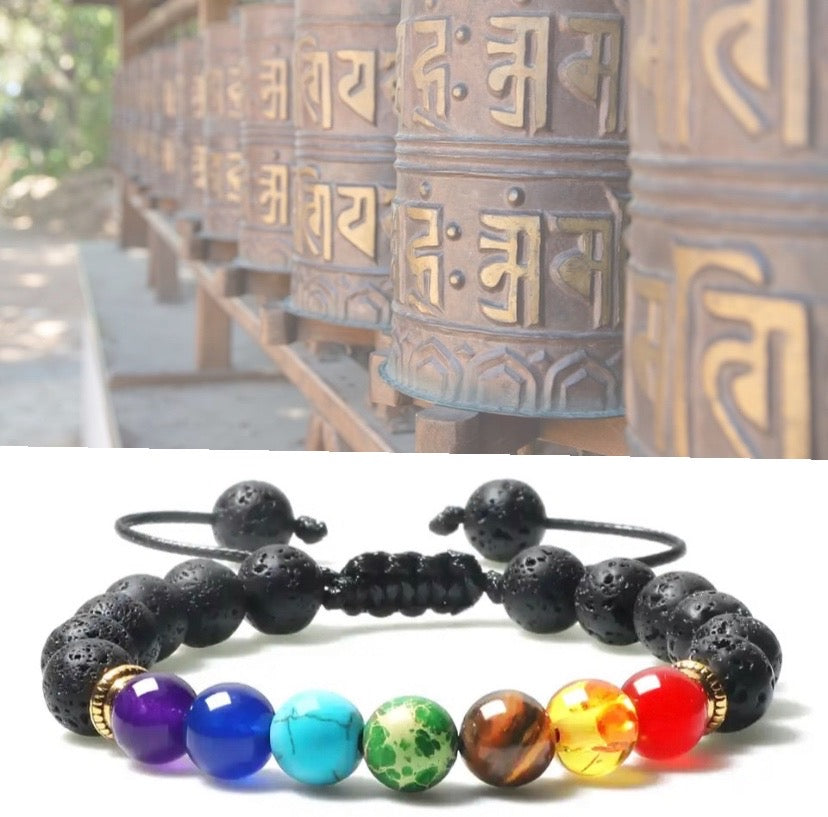 REIJI AGATA NERA ~ IN PIETRE DURE NATURALI~Bracciale mala Agata Nera