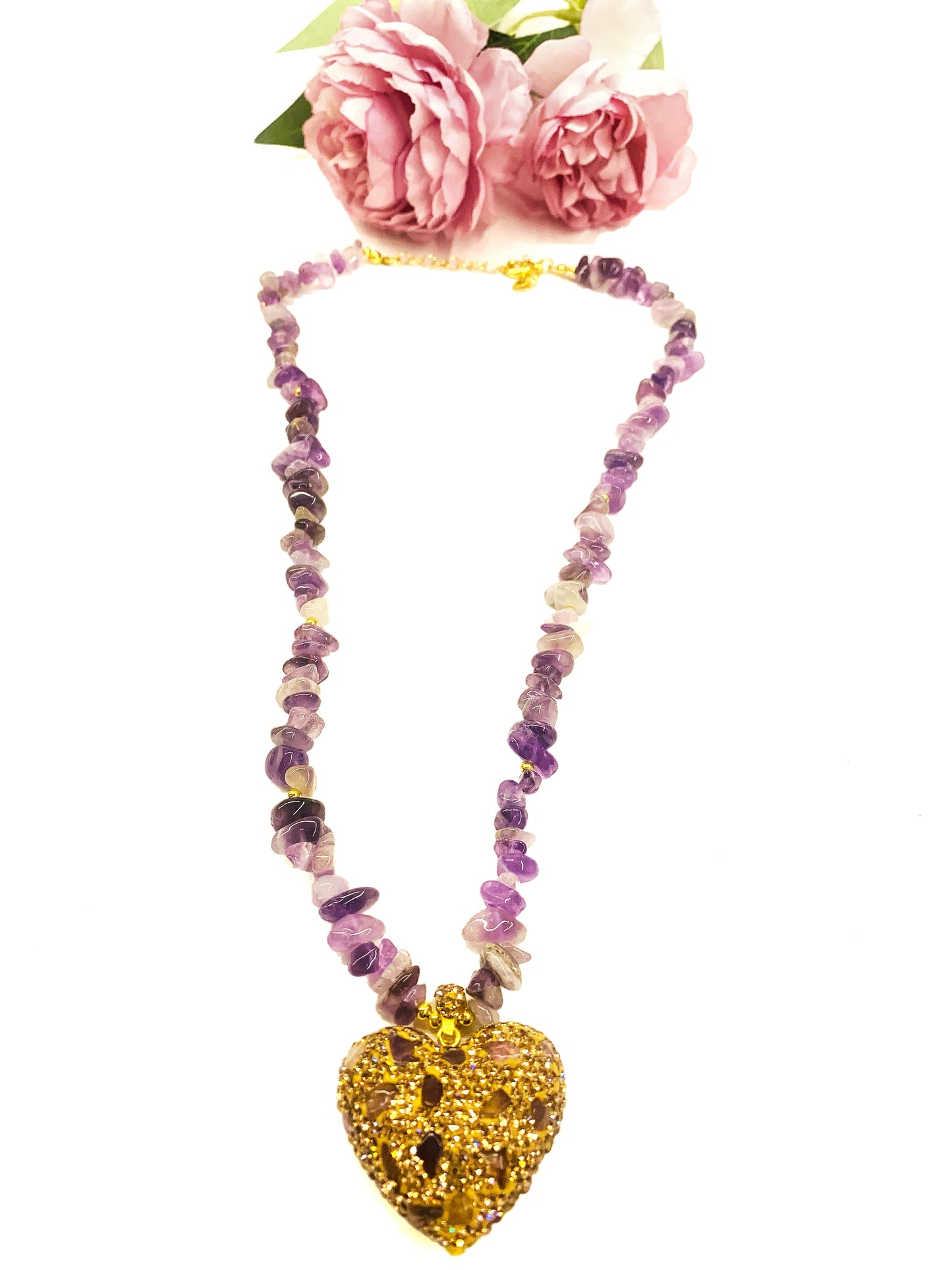 HEART CHIPS COLLANA ~ QUARZO NATURALE