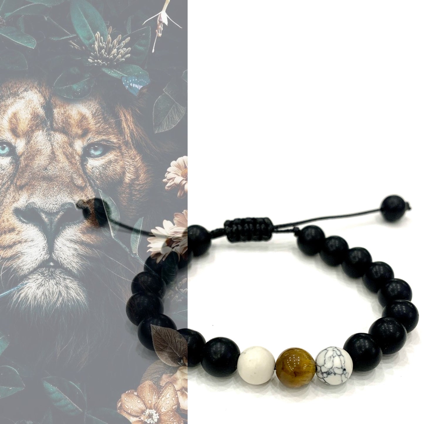 REIJI AGATA NERA ~ IN PIETRE DURE NATURALI~Bracciale mala Agata Nera