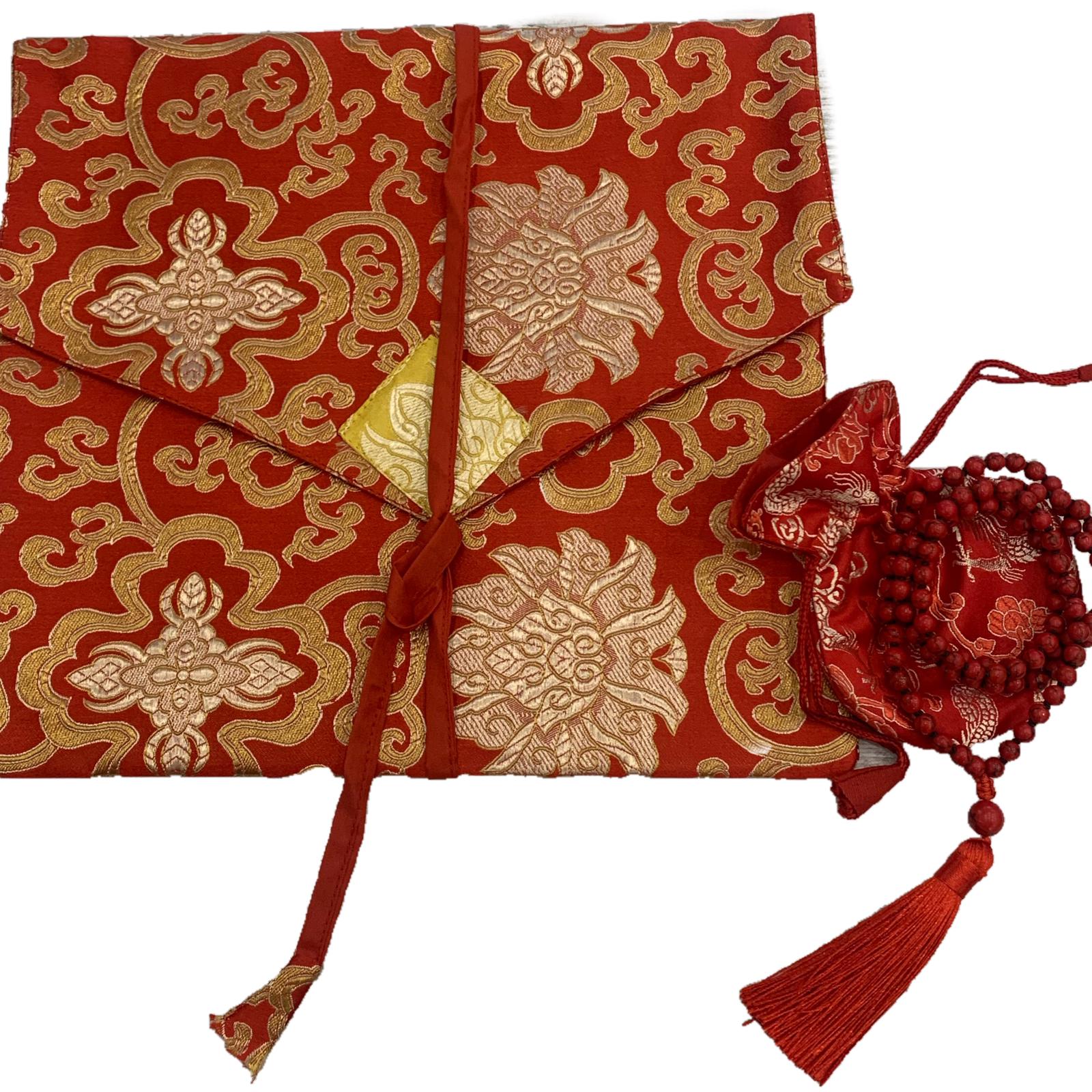 TENPHEL - Custodia per libri broccato rosso grande – Atisha Spiritual Shop