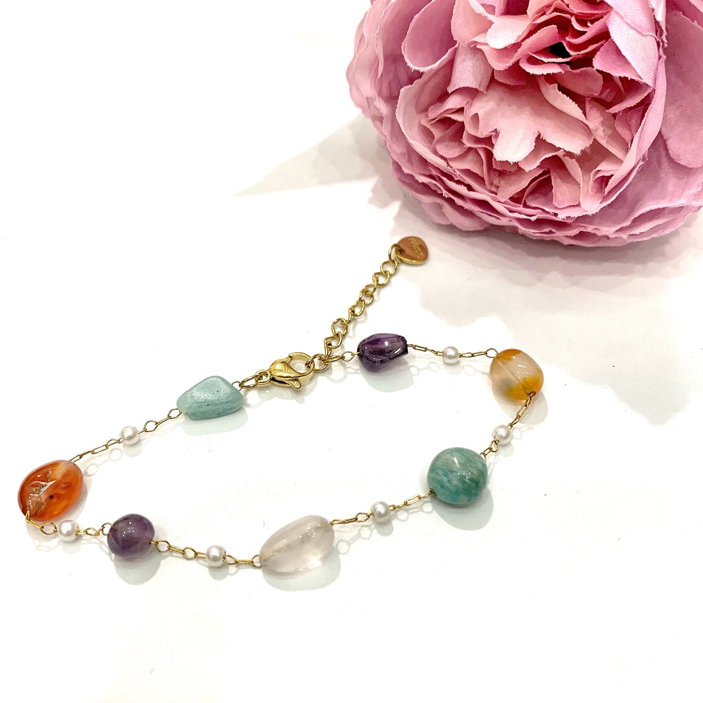HANA Bracciale Multicolors ~ bracciale in acciaio con pietre dure naturali