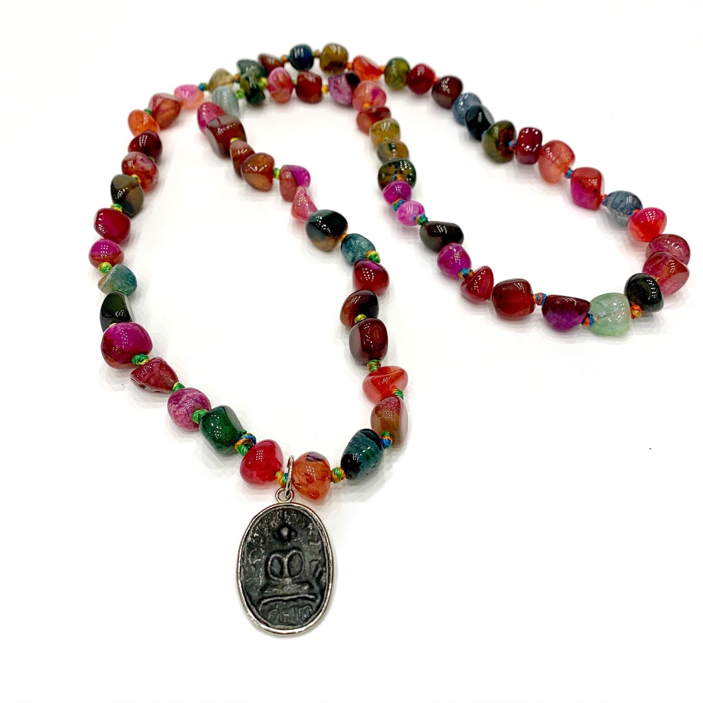 ARYA AMETISTA ~ COLLANA IN PIETRE DURE NATURALI con ciondolo BUDDHA miniatura