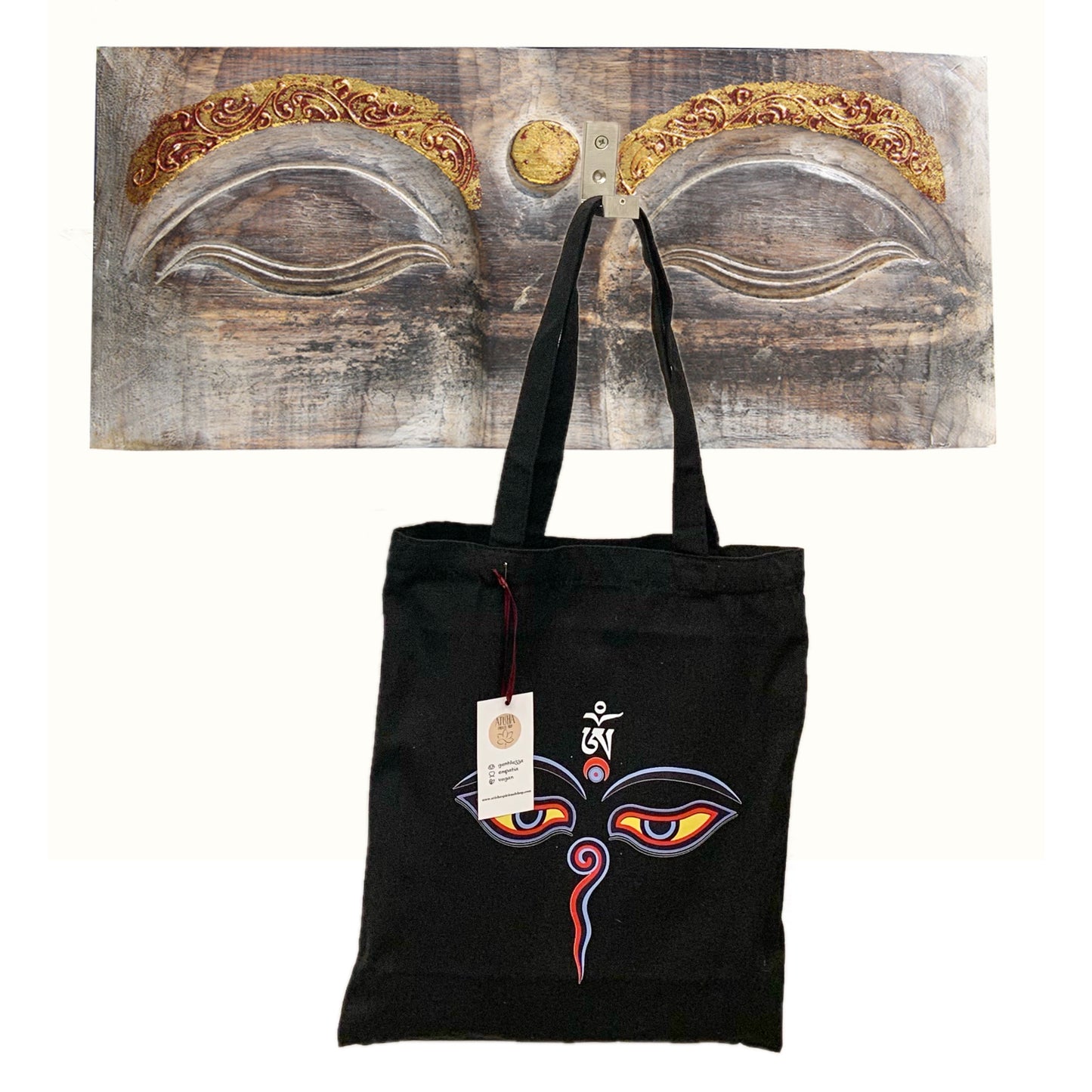 BUDDHA'S EYES~ BORSA SHOPPING NEPALESE IN TESSUTO ~