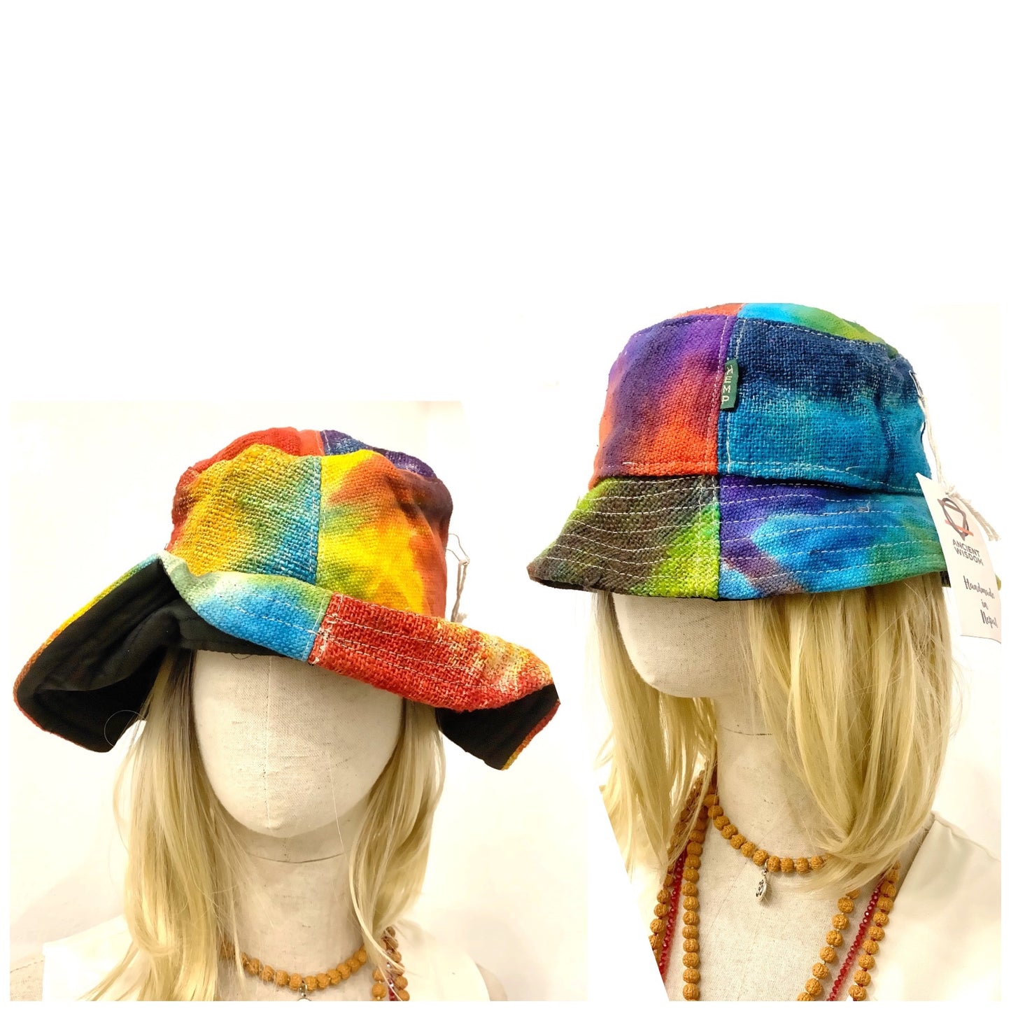 JAIPUR ~ Cappello nepalese in canapa naturale e cotone ~ Multicolor~
