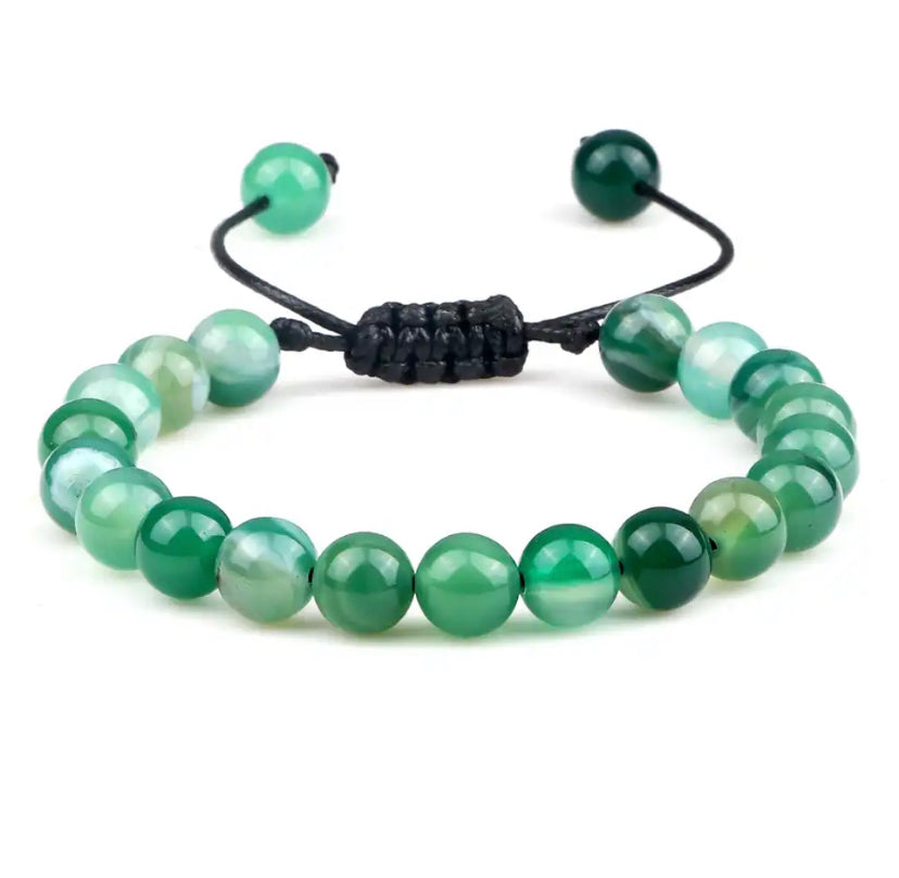 REIJI AGATA NERA ~ IN PIETRE DURE NATURALI~Bracciale mala Agata Nera