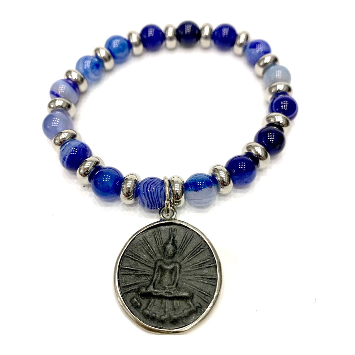 ARYA MULTICOLOR PIETRA ~ 7 CHAKRA ~ COLLANA IN PIETRE DURE NATURALI con ciondolo BUDDHA miniatura