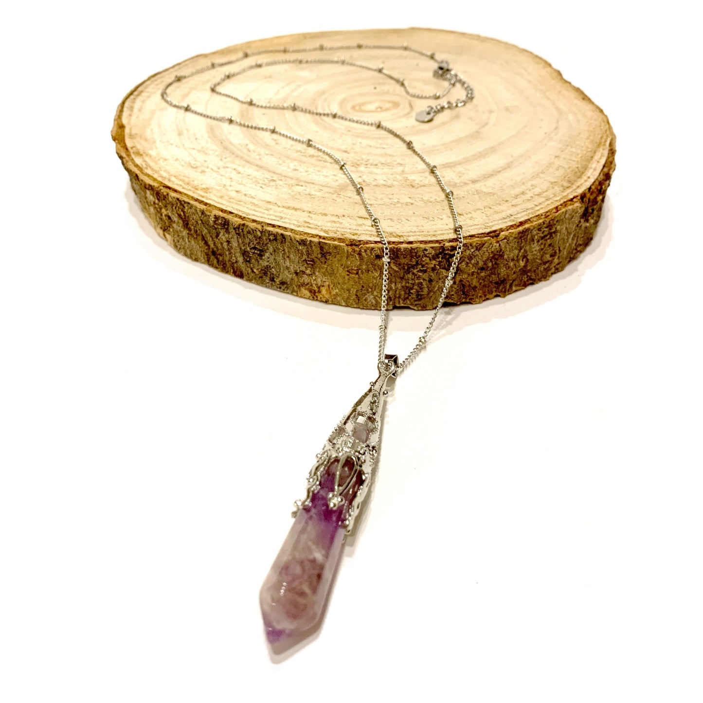 MUDRA~ COLLANA IN ACCIAIO CON CIONDOLO IN PIETRA DURA NATURALE