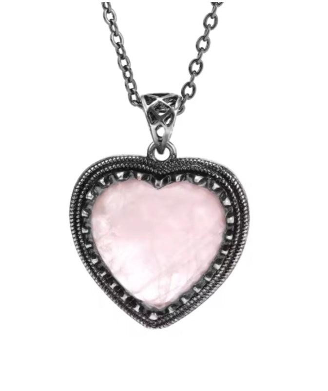 HEART VINTAGE ~ Collana con cuore pendente in pietra dura naturale ~ acciaio 316L ~