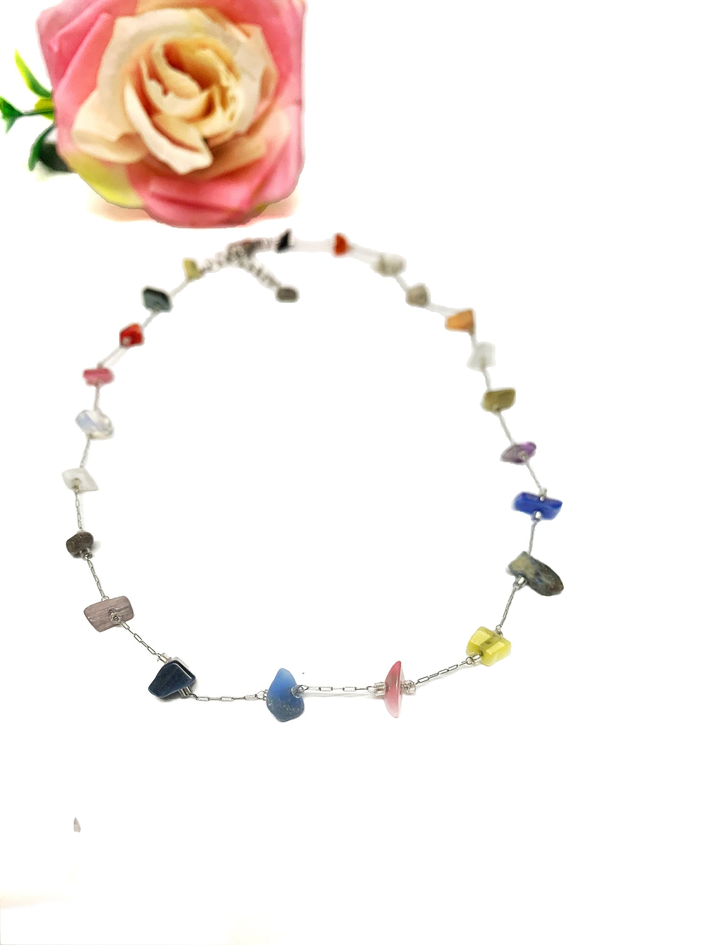 HANA Multicolors ~ collana in acciaio con pietre dure naturali