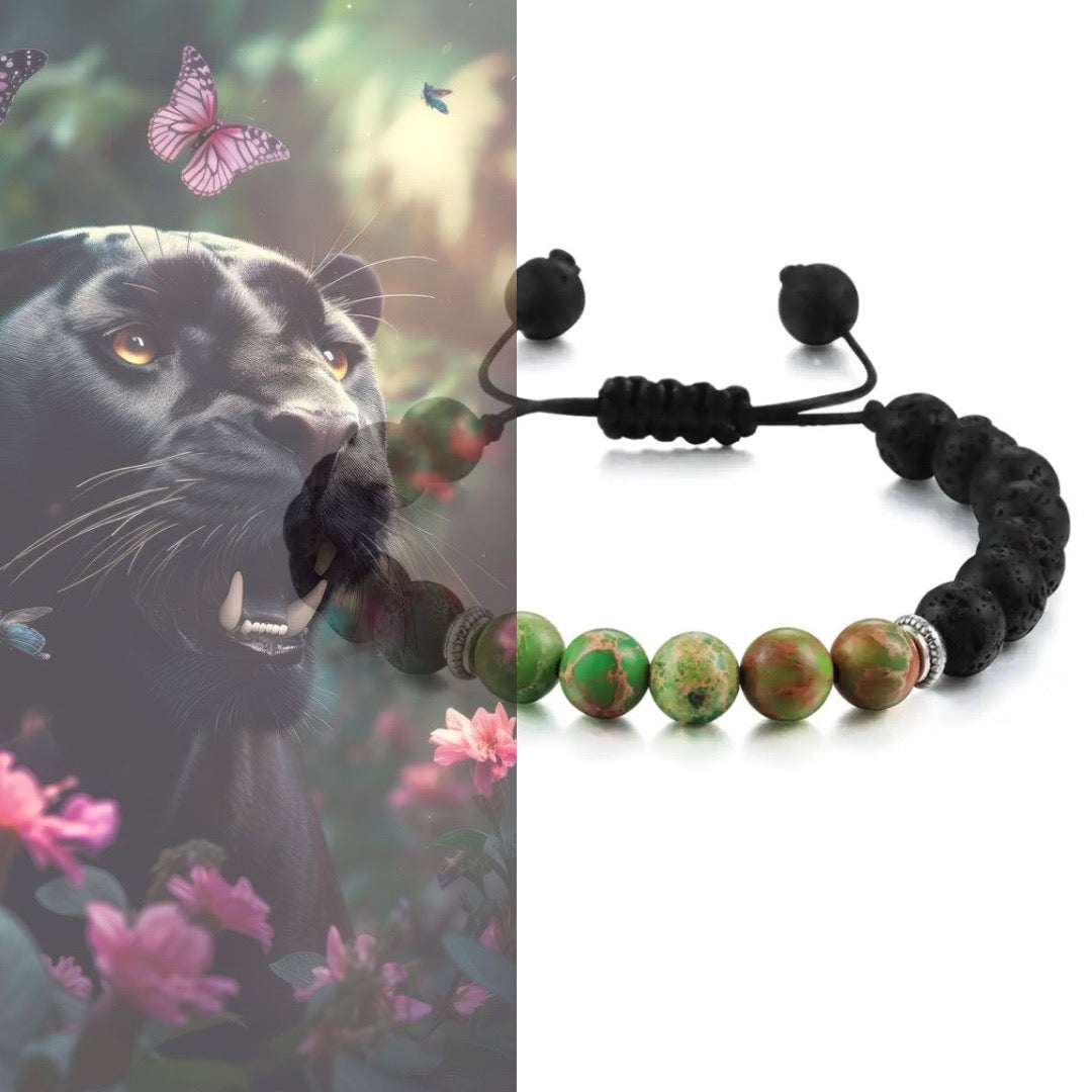 REIJI AGATA NERA ~ IN PIETRE DURE NATURALI~Bracciale mala Agata Nera