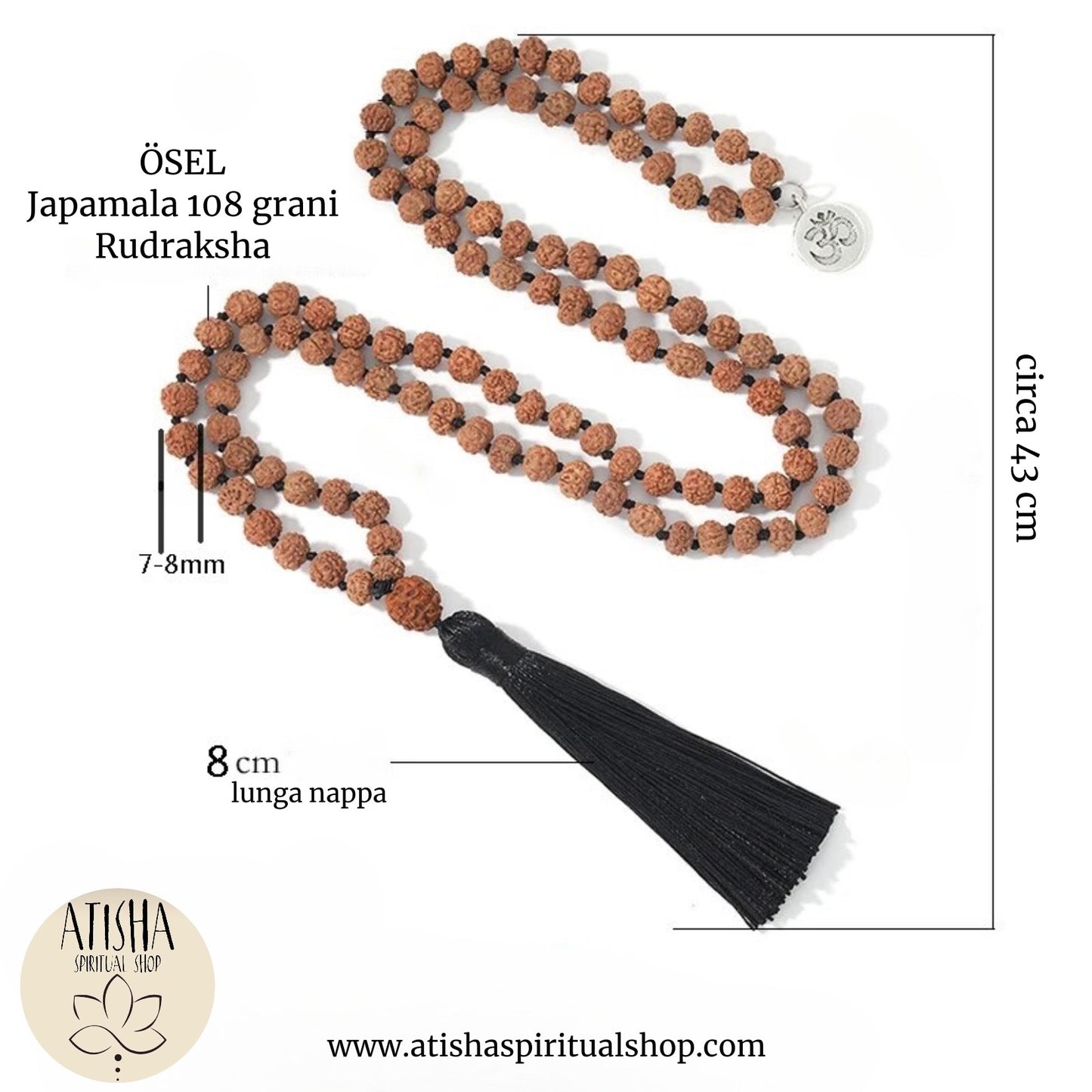 ÖSEL ~ JAPAMALA 108 grani in Semi di Rudraksha