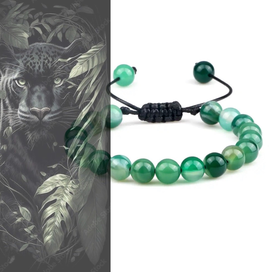 REIJI AGATA NERA ~ IN PIETRE DURE NATURALI~Bracciale mala Agata Nera
