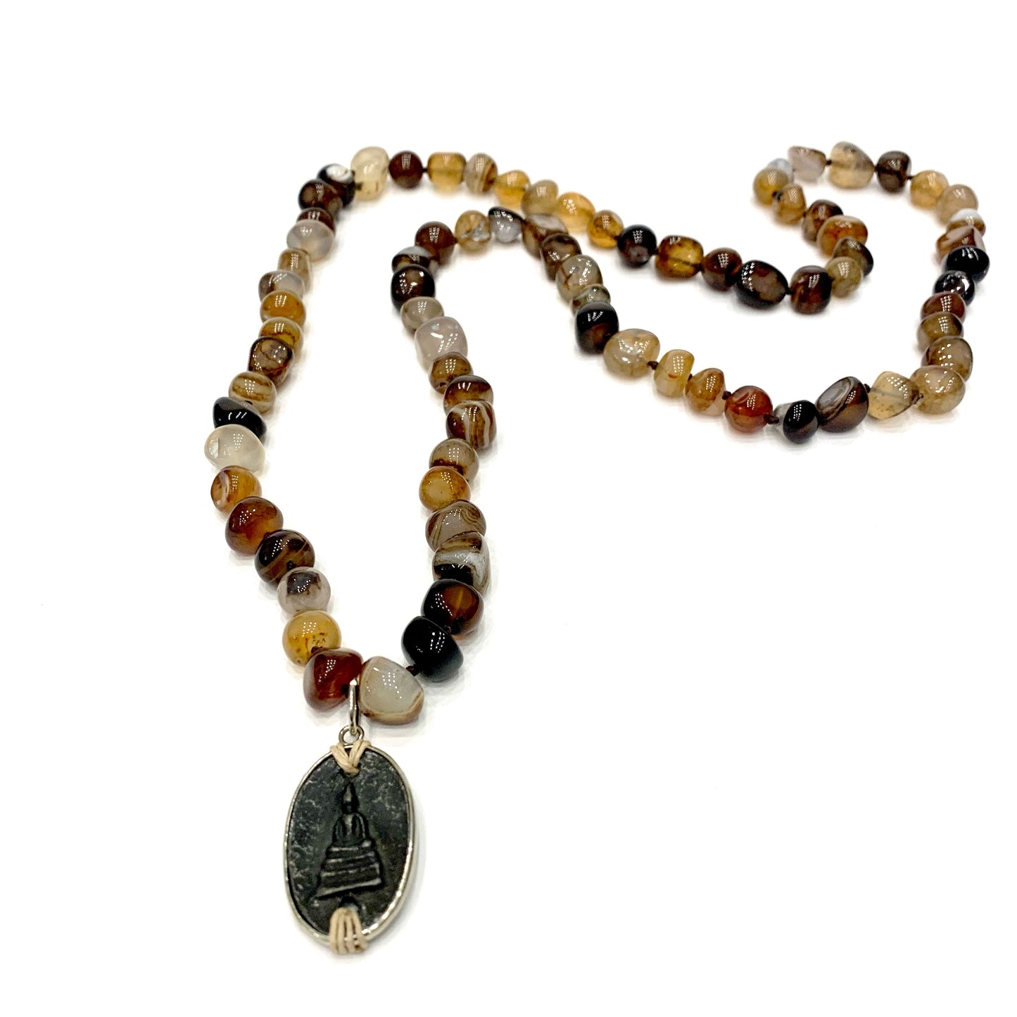 ARYA AMETISTA ~ COLLANA IN PIETRE DURE NATURALI con ciondolo BUDDHA miniatura