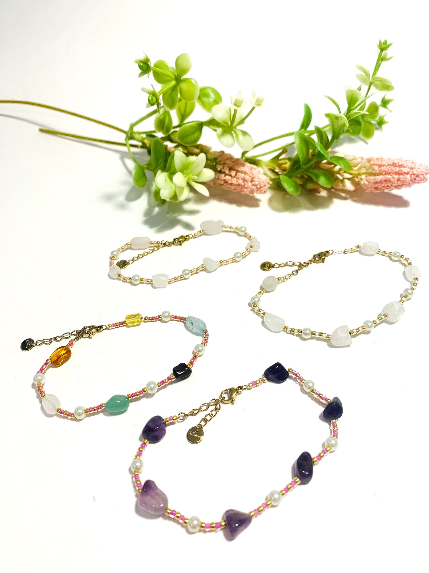 TIKA bracciale in acciaio con pietre dure naturali