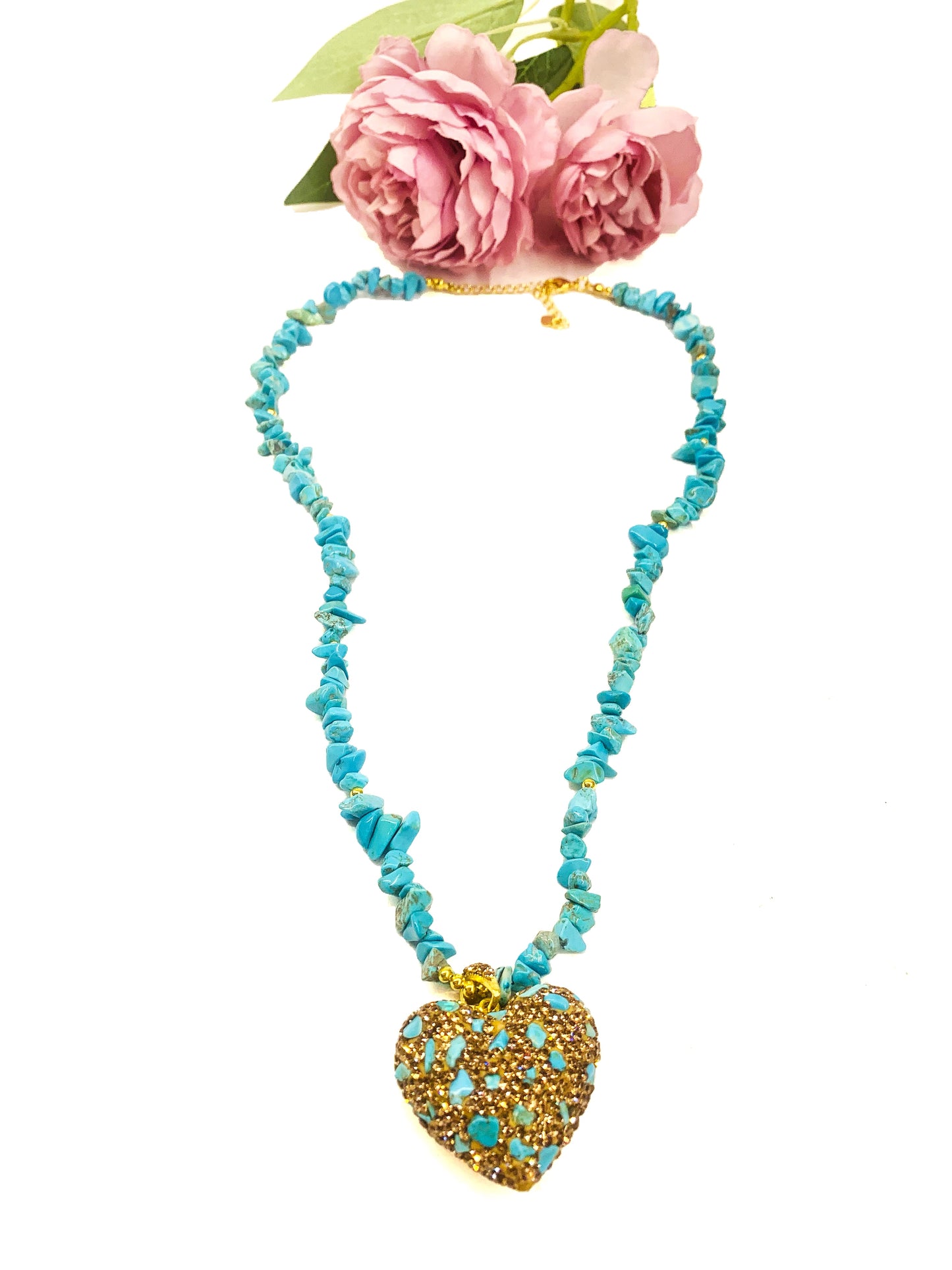 HEART CHIPS COLLANA ~ QUARZO NATURALE