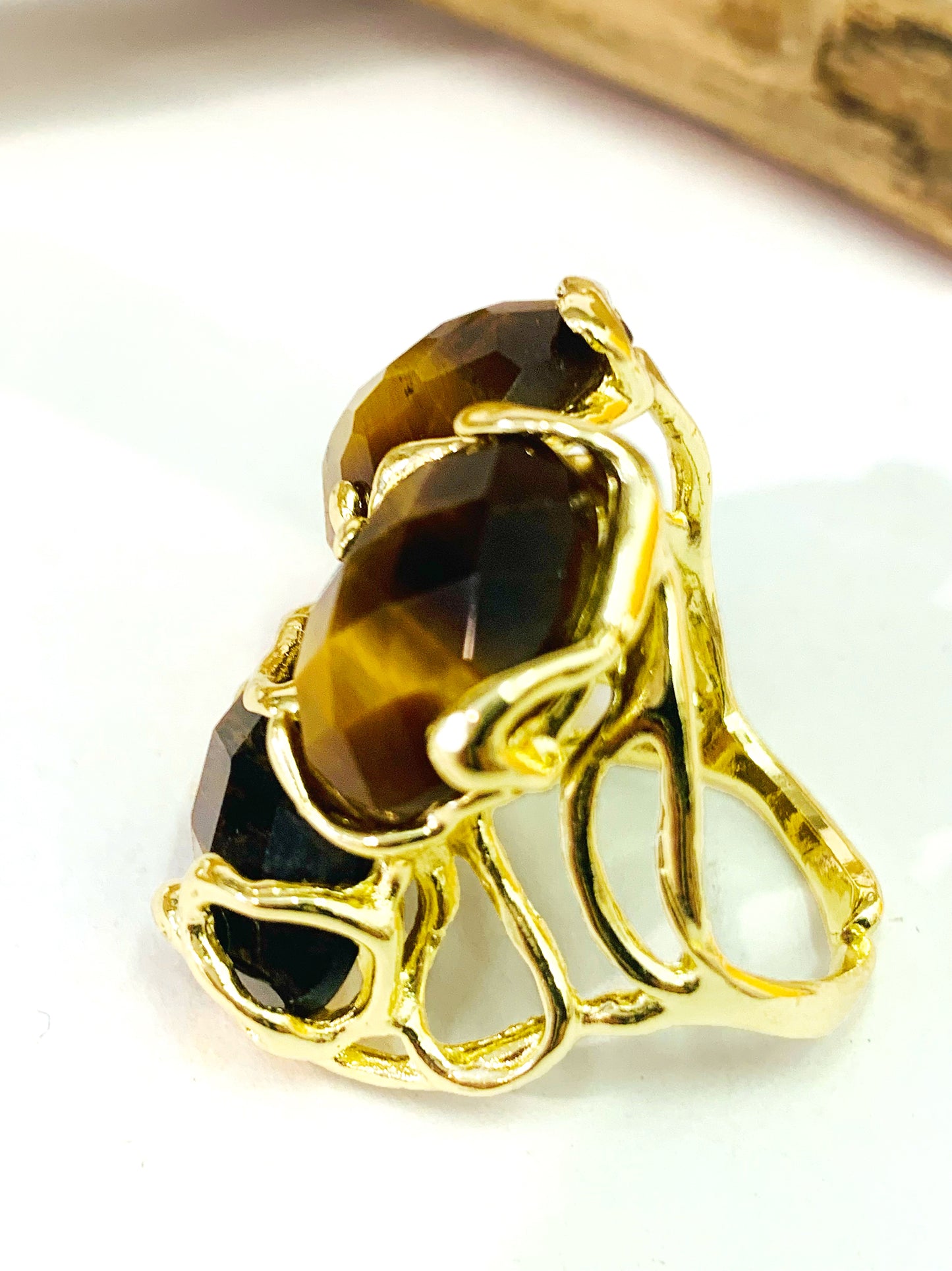 YIN E YANG ~ anello vintage ~ con PIETRE DURE NATURALI ~ design fluido e artistico ~