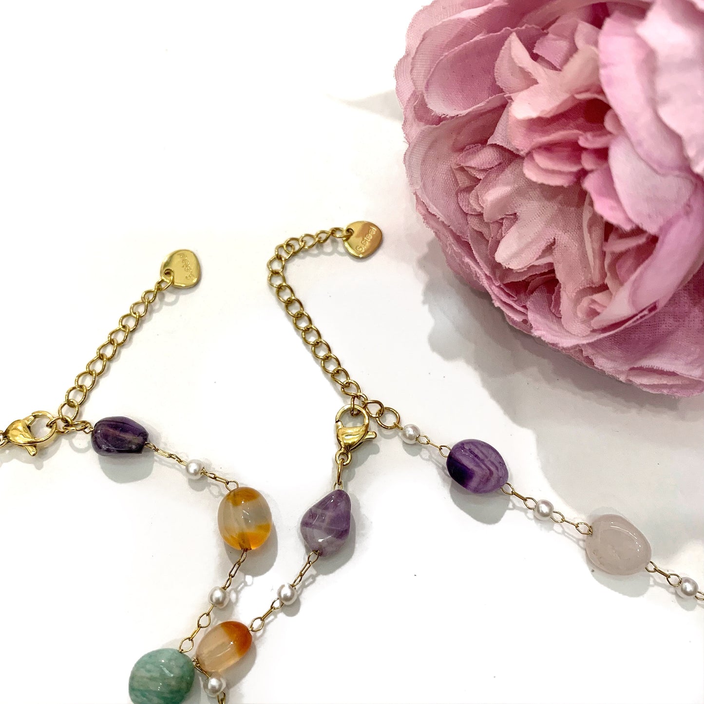 HANA Bracciale Multicolors ~ bracciale in acciaio con pietre dure naturali