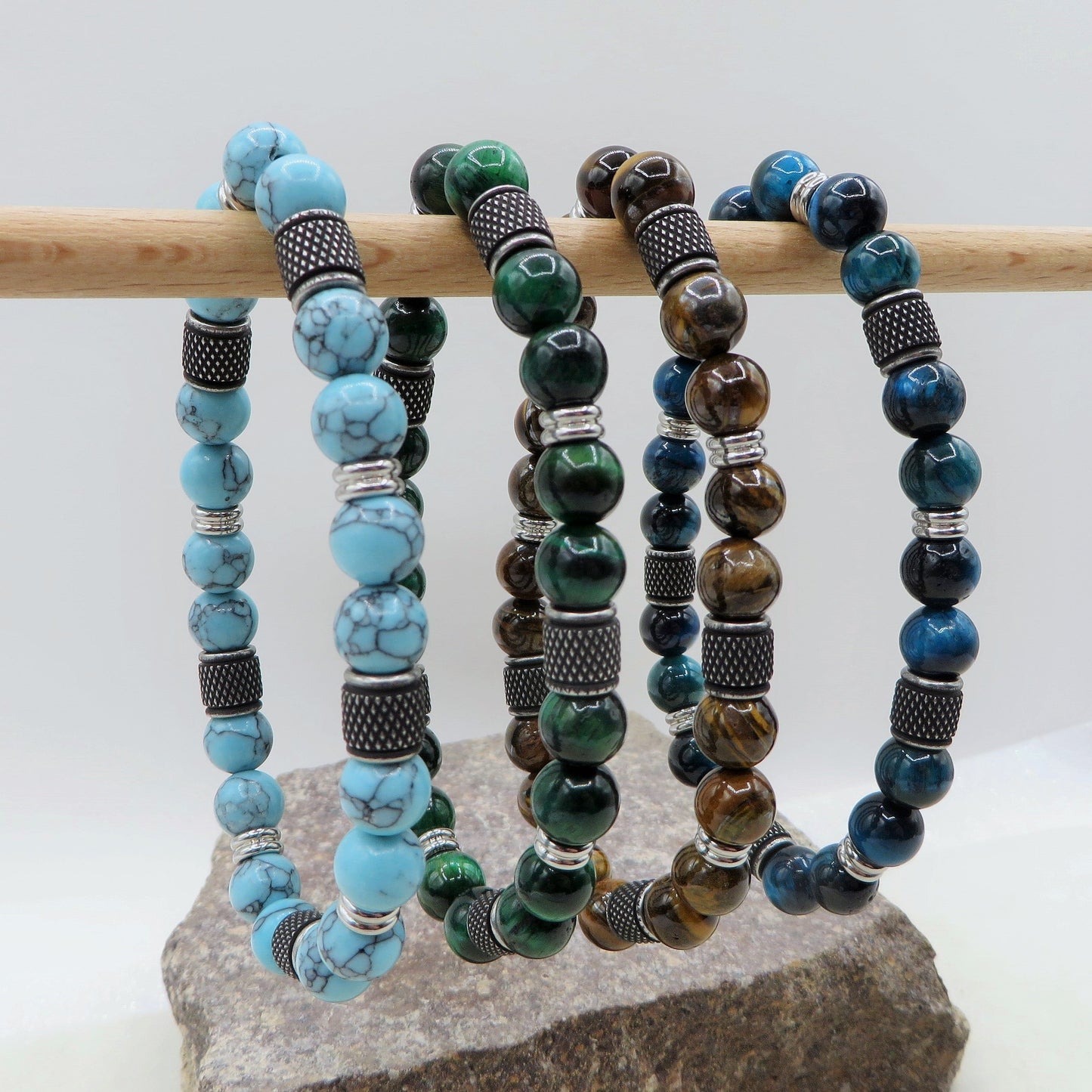 Bracciale Drakpo TIGER EYE Naturale energia intensa e protettiva - UOMO - ACCIAIO inossidabile~
