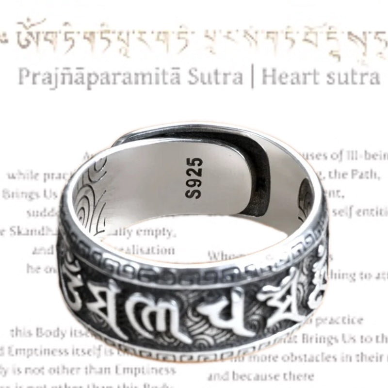 OM ~ Anello in Anello in Copper Silver 925 Plated realizzato a mano con Mantra Om