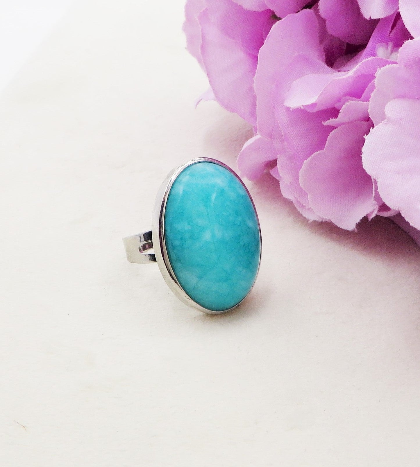 AKASA ~ Anello regolabile in AMAZZONITE naturale