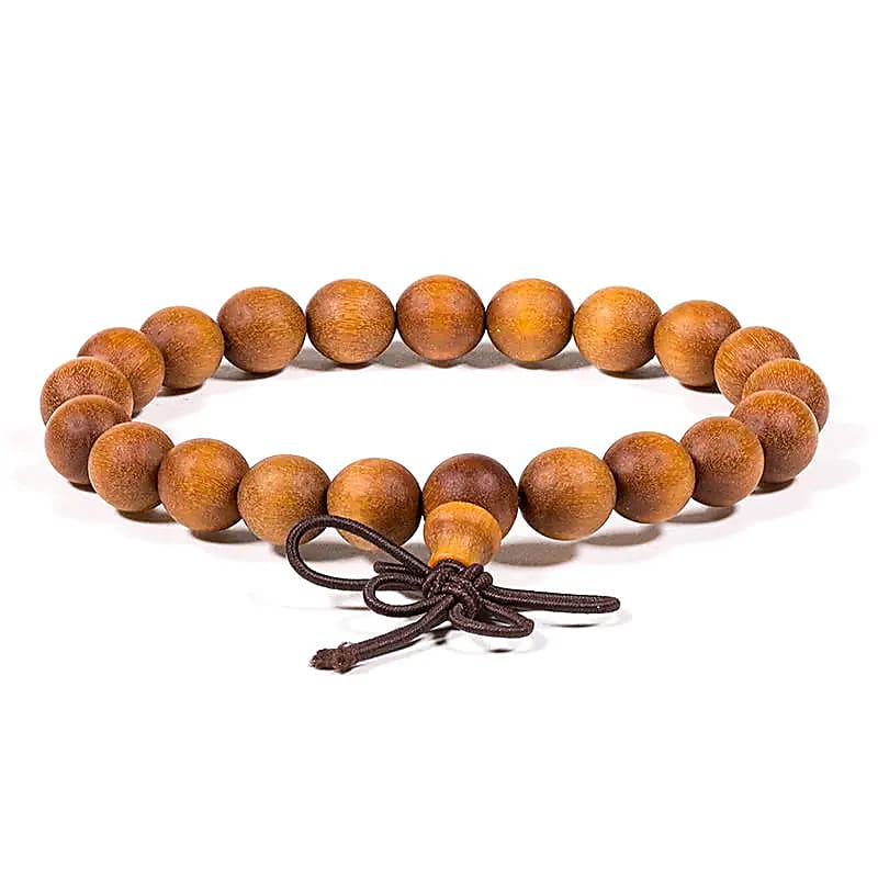 SIMPLE TIBETAN PRAYER~bracciale Japamala elastico in legno di sandalo, 21 perle
